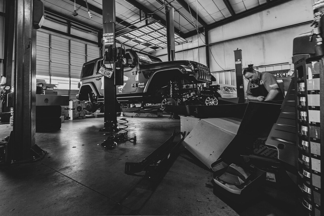 jeep, wrangler, vehicle, car, auto, american, off-road, 4wd, transportation, lift, repair shop, mechanic, transport, drive, offroad, 4x4, car wallpapers, style, b w, black and white, gray shop jeep, wrangler, vehicle, car, auto, american, off-road, 4wd, transportation, lift, repair shop, mechanic, transport, drive, offroad, 4x4, car wallpapers, style, b w, black and white, gray shop